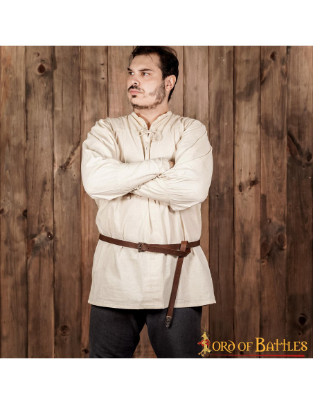 Viking bruine smalle riem met gesp en...