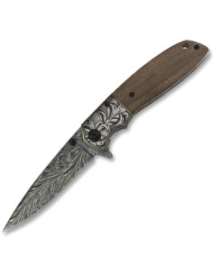 Imiteret lommekniv med blomstertrykt damask (22 cm.)