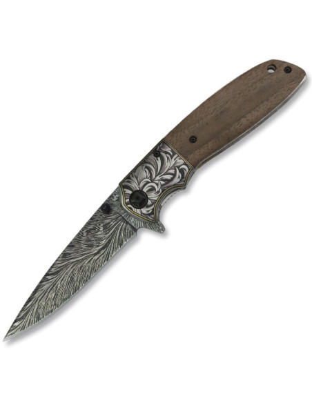 Imiteret lommekniv med blomstertrykt damask (22 cm.)