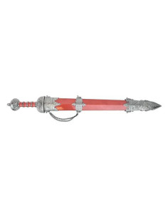 Romeins decoratief gladiuszwaard met rode schede (80 cm.)