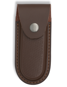 Funda rígida en piel marrón para navajas (12x6 cm.)