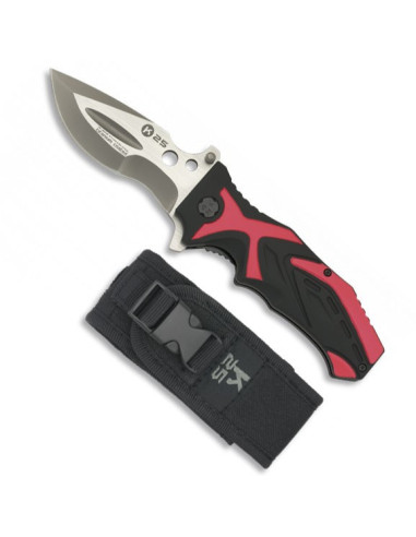 Tactisch mes merk K25 zwart-rood (21,3 cm.)