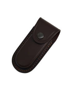 Stevig bruin leren etui voor zakmes (9 cm.)