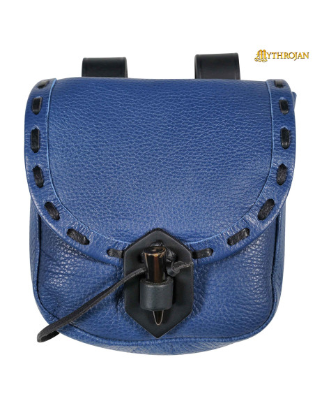 Bolso medieval en cuero azul con...