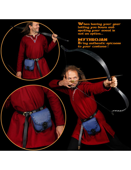 Bolso medieval en cuero azul con...