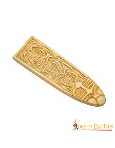 Punta de cinturón medieval estrecho decorativa (6 x 1,5 cm.)