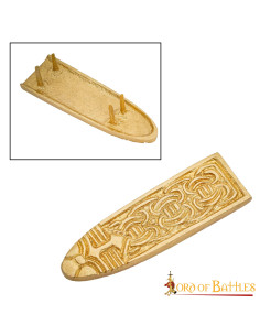 Decoratieve smalle middeleeuwse riemtip (6 x 1,5 cm.) 2
