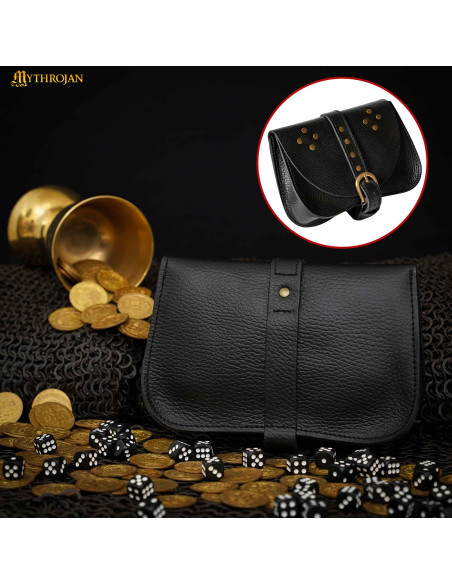Bolso medieval negro, tipo riñonera,...