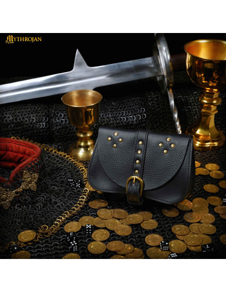 Bolso medieval negro, tipo riñonera,...