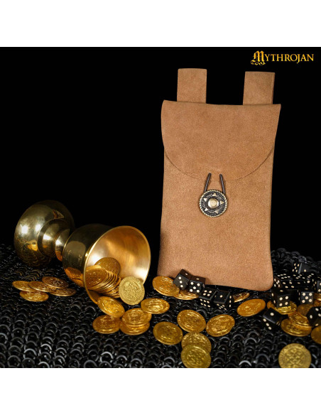 Bolsa medieval marrón, tipo riñonera,...