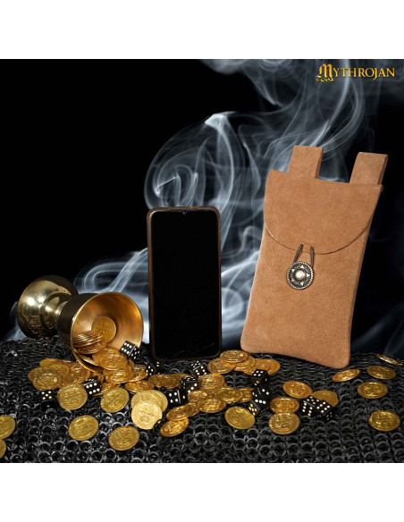Bolsa medieval marrón, tipo riñonera,...