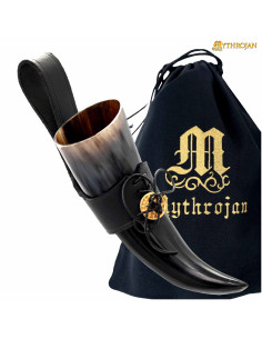 Cuerno Vikingo pequeño para beber con tahalí (150 ml.)