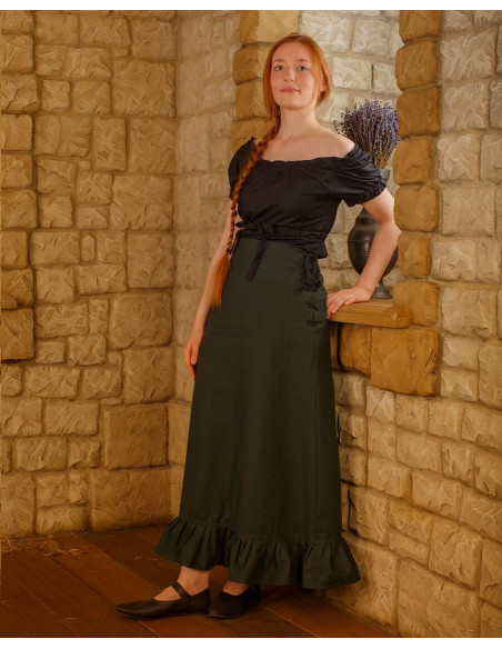 Falda medieval Nelly algodón en verde Falda medieval Nelly algodón en verde