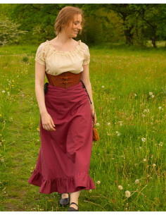 Mittelalterlicher Nelly-Baumwollrock in der Farbe Burgund