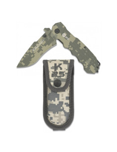 K25 Camo Coated merk tactisch mes met schede (22,3 cm.)