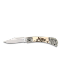 Wildschweinmesser mit verziertem Griff (Klinge 8,1 cm.)