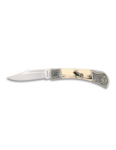 Hirsch-Taschenmesser mit verziertem Griff (8,10 cm Klinge)
