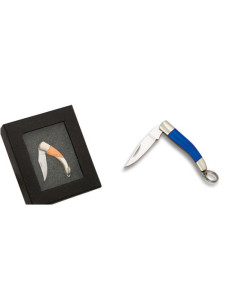 Miniatur-Taschenmesser mit blauen Griffanhängern (Klinge...