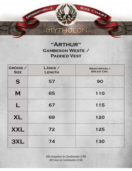 Gambesón medieval Arthur rojo en lona