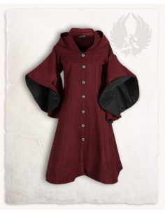 Abrigo medieval burgués Lilian en color burdeos-negro 2