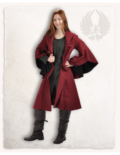 Abrigo medieval burgués Lilian en color burdeos-negro