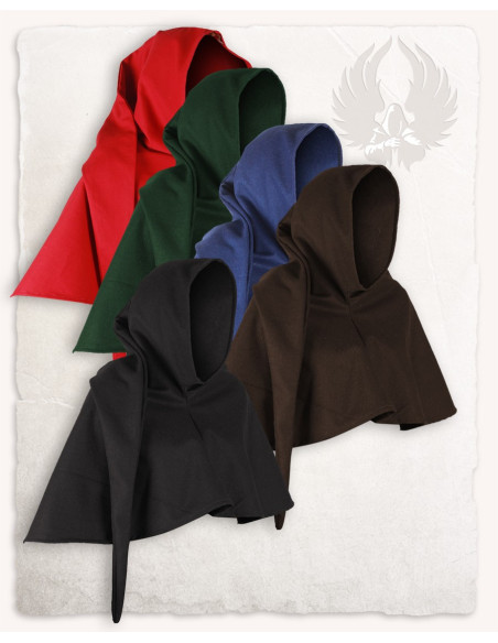 Middeleeuwse Gugel in zwart wollen...