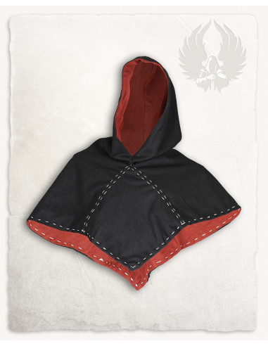 Cubre-hombros Halaif con capucha medieval, negro y cobre