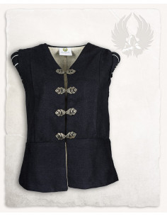 Chaleco Medieval Geoffrey doblete en lona negra