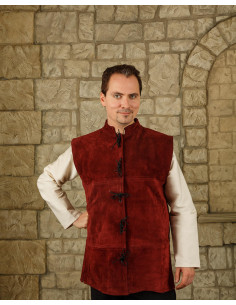 Laertes renæssancevest i bordeaux ruskind