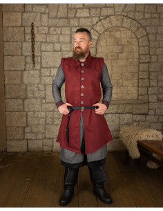 Chaleco medieval Tilly en algodón - burdeos 2