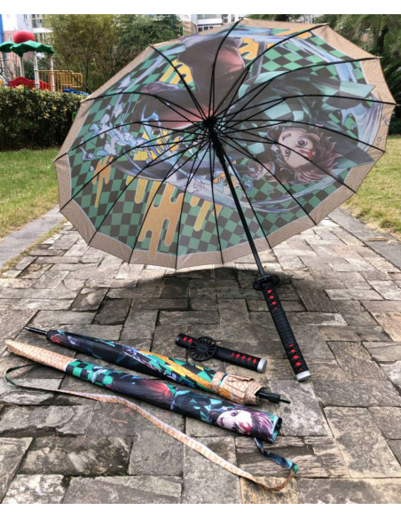 Paraguas mango katana Tanjirou Kamada... Paraguas mango katana Tanjirou Kamada...