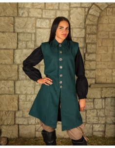 Chaleco medieval Tilly en algodón - verde