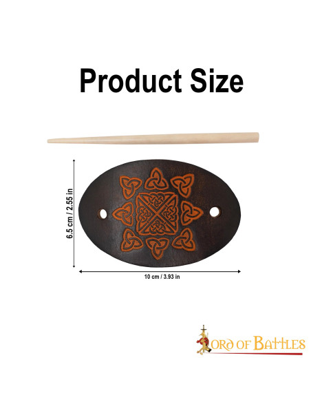 Leren haarbroche met haarspeld van...