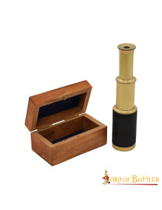 Mini Telescopio de Latón Puro con caja de madera