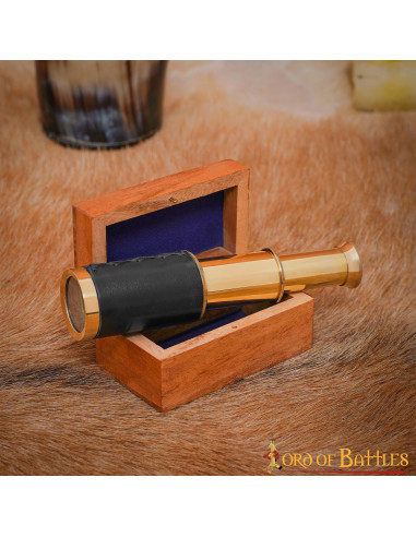 Mini Telescopio de Latón Puro con caja de madera