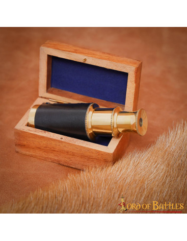 Mini Telescopio de Latón Puro con caja de madera
