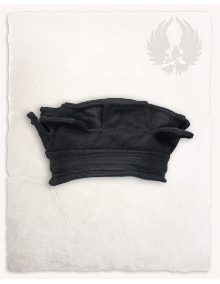 Zwarte middeleeuwse gekanteelde hoed,...