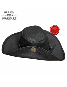 Sombrero de Corsario Media Ala, negro repujado, siglos XVI-XVII