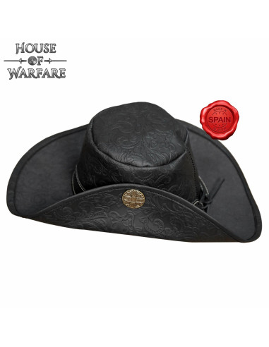 Sombrero de Corsario Media Ala, negro repujado, siglos XVI-XVII