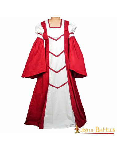 Mittelalterkleid der Burgfräulein Isabel, weiß-rot