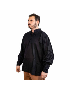 Klassiek of Renaissance piratenshirt, zwart katoen