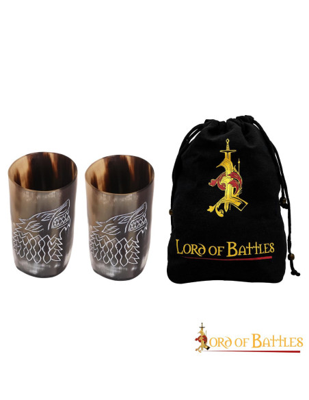 Set van 2 hoornen glazen met Wolf...