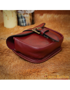 Bolso de cuero con hebilla Celta de latón, acabado rojizo 2