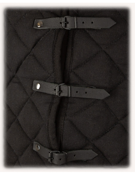 Gambesón medieval largo negro sin mangas