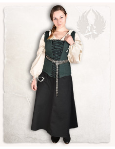 Falda medieval en algodón negro, modelo Sina