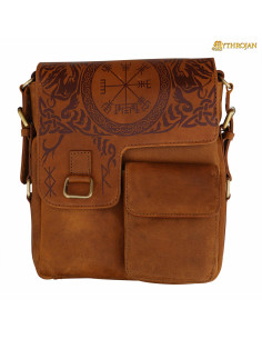 Bolso del viajero diseño Celta en cuero marrón