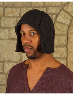 Cofia medieval acolchada protectora Arthur - negra