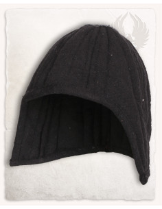 Cofia medieval acolchada protectora Arthur - negra 2
