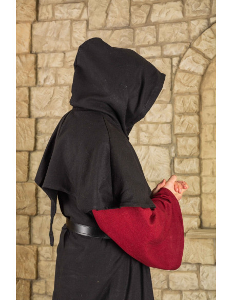 Abraxas åben tunika med hætte - Sort