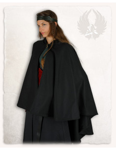 Kim korte wollen cape voor dames - Zwart 2